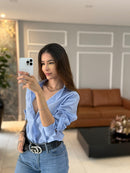 Camisa Social Feminina Azul