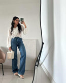 Calça Jeans Médio Wide Leg — Bia