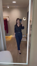 Camisa Acetinada Preta